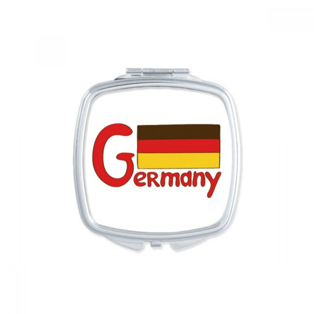 Drapeau National Germary Motif Rouge Miroir Carré Portable Compact Maquillage Double Face en Verre