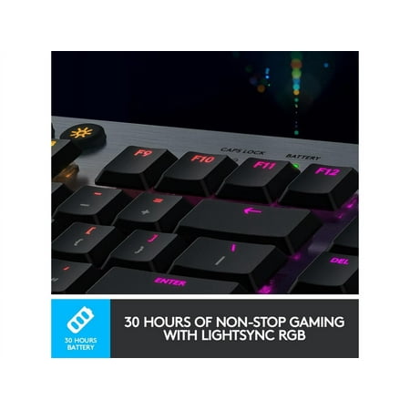 Logitech - G915 LIGHTSPEED Full-size Wireless Mechanical GL Tactile Switch Gaming Keyboard with RGB Backlighting - Black