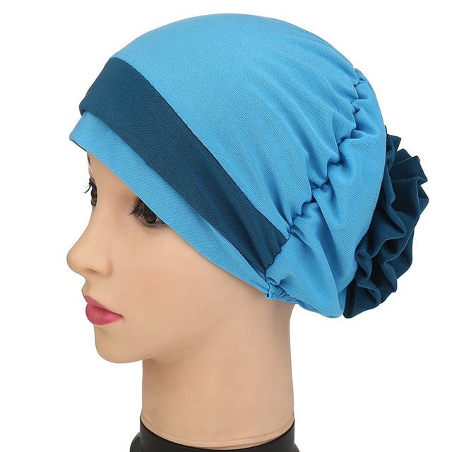 Gorro de quimioterapia con turbante de tela con flores de dos colores para primavera y verano