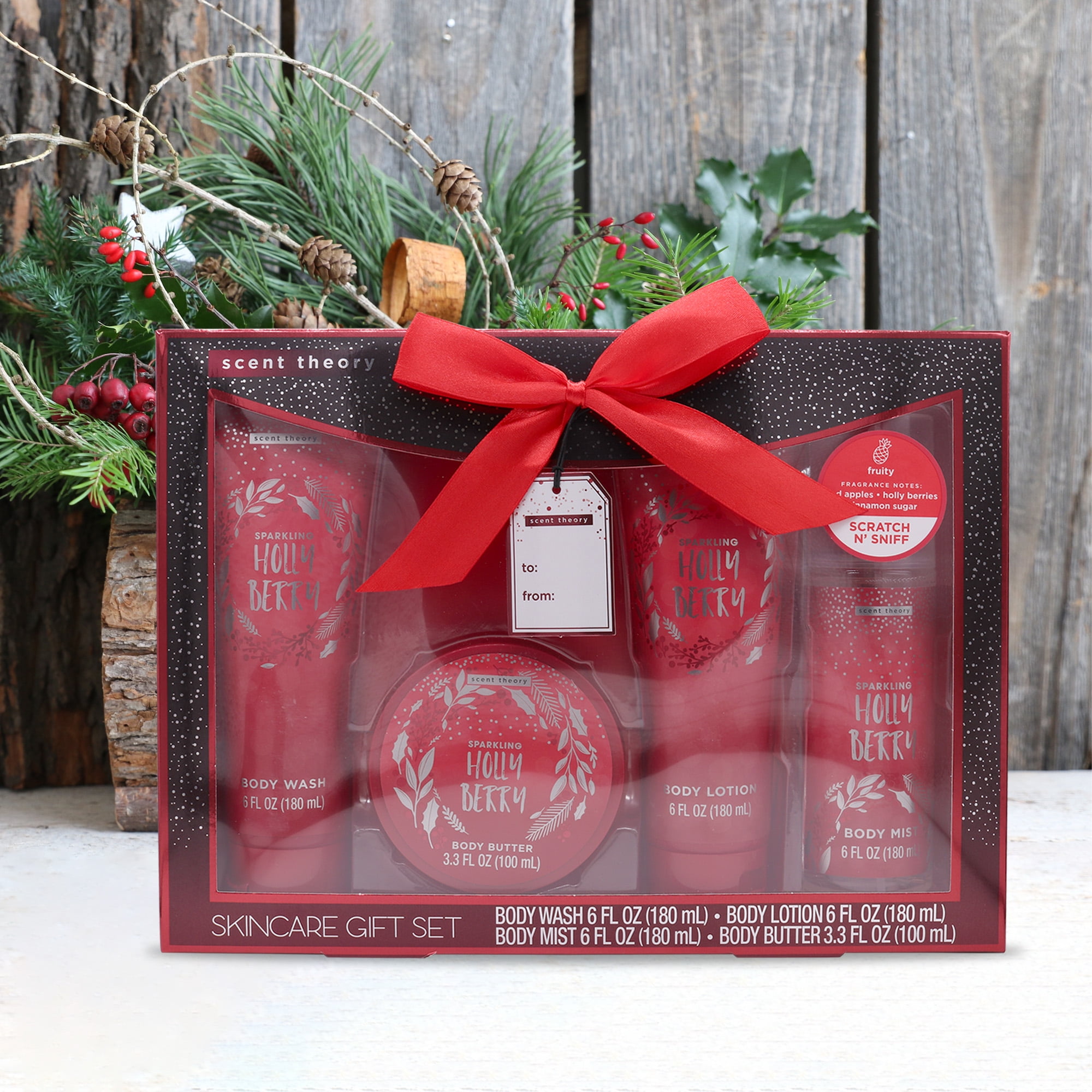 Scent Theory Holiday Skincare Gift Set, Holly Berry, 4 Piece - Walmart.com