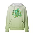 thumbnail image 4 of St. Patrick's Day Hoodies for Women Cozy Waffle Long Sleeve Fashion Gradient Color Graphic Print Oversize Sweatshirts(Mint Green,XXL), 4 of 5