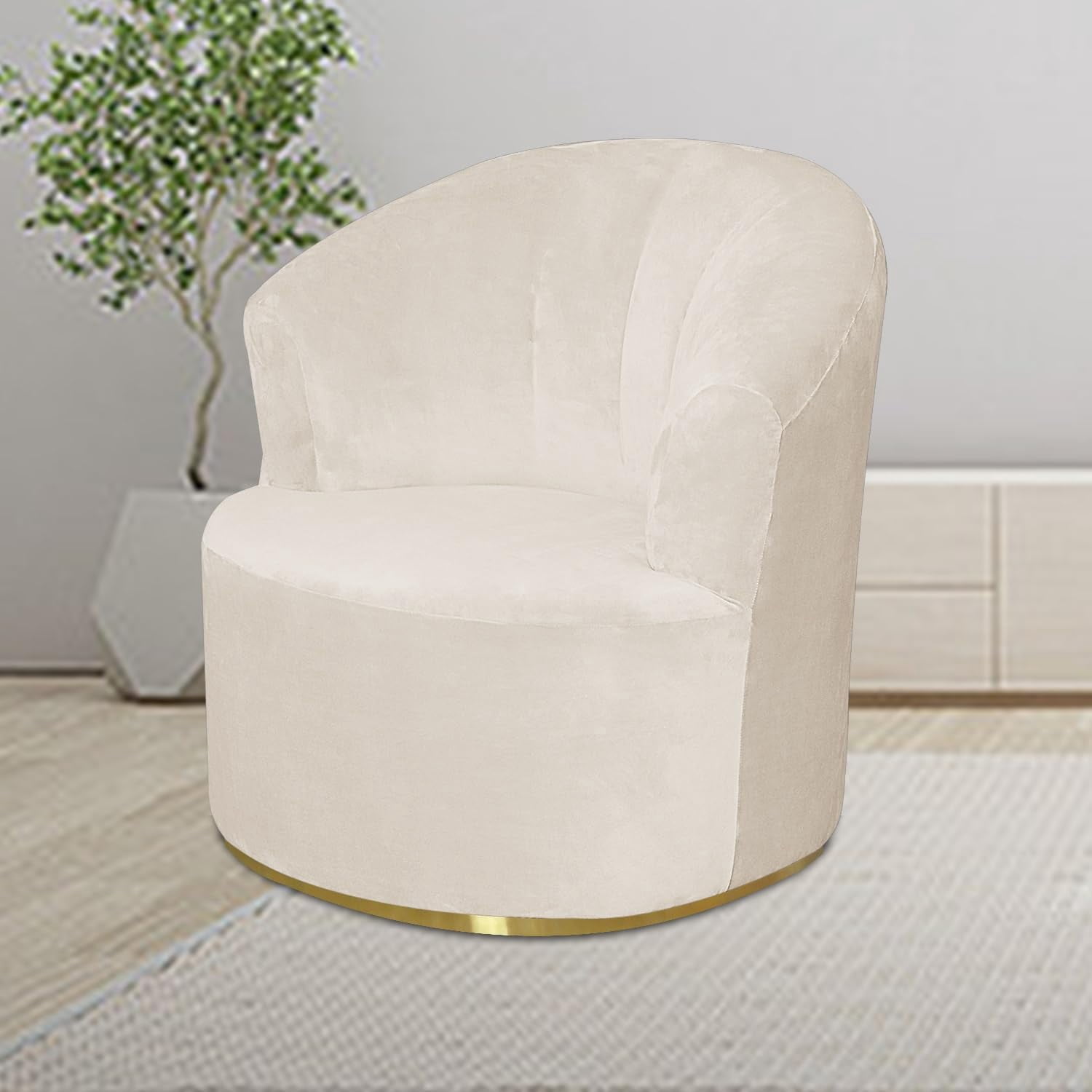 LKJYER Velvet Swivel Barrel Chair Cover, Soft Round Club Armchair Slipcover Modern Accent Chair Slipcover Stretch Single Sofa Cover Washable for Living Room Furniture Protector(Large)