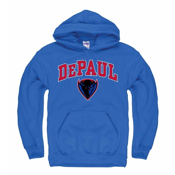 NCAA Adult Arch & Logo Gameday Hooded Sweatshirt (DePaul Blue Demons - Royal, Medium)