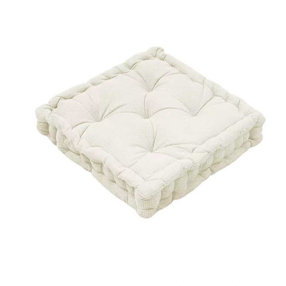 ROSEKIND 19"x19"x5" Thick Square Meditation Floor Pillow, Corduroy Tufted Floor Cushion for Adults, Large High-Resilience Sponge Seating for Yoga, Tatami, Living Room & Fireplace, Grey