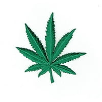 Pot Leaf - Green - Iron on Applique - Embroidered Patch