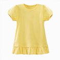 thumbnail image 3 of xaweyi Kids Girls Puff Sleeve Shirts Ruffled Hem Crewneck Tees Tops Toddler Summer Plain Soft Breathable Basic Shirt,Sizes 6-7 Years, 3 of 7