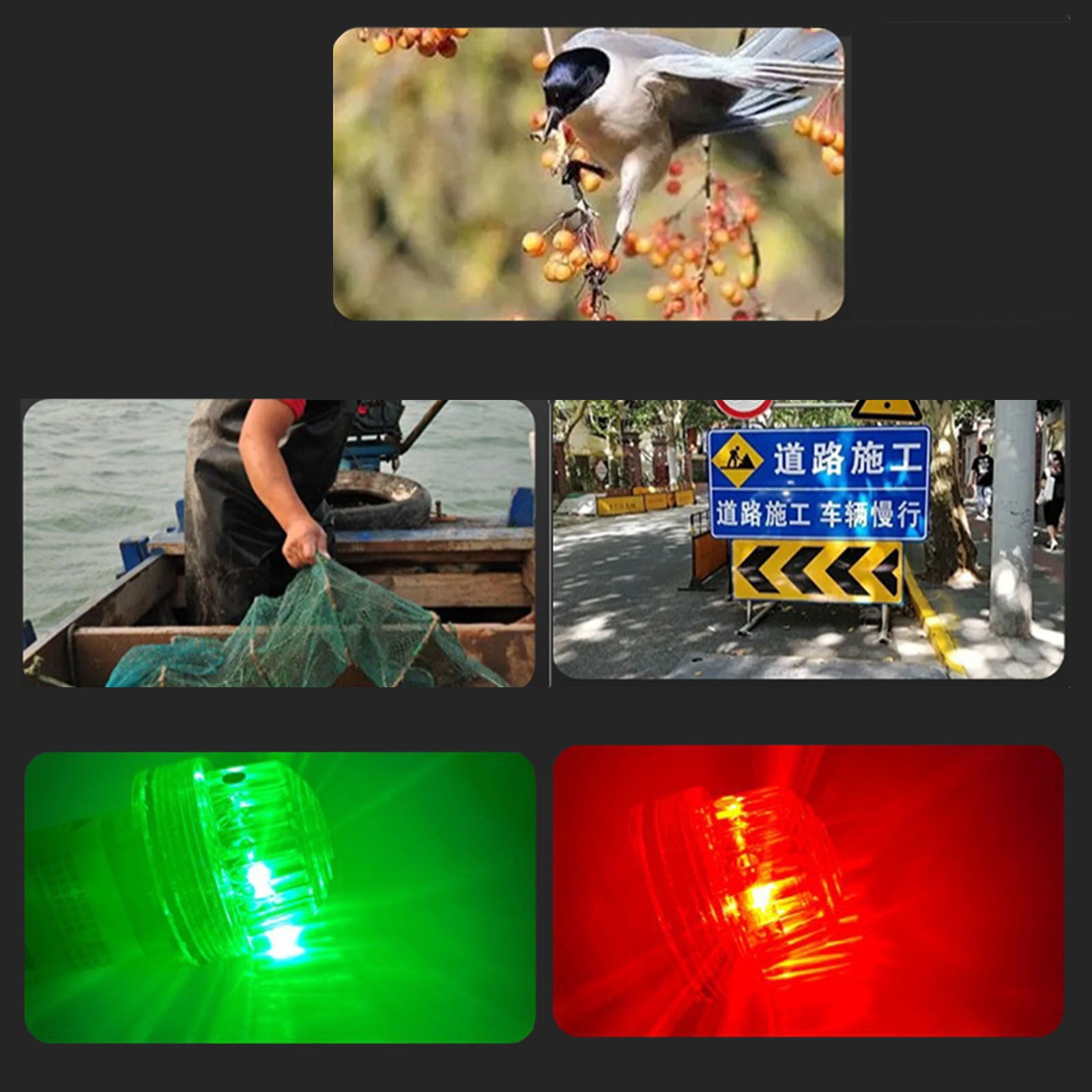 6PCS Boat Navigation Light Solar Powered - LED Marine Signal Lamp with Red/White/Green Flashing - Waterproof Emergency Strobe for Kayaks, Fishing & Boating Safety - Flare Alternative