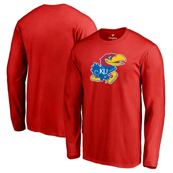 Men's Red Kansas Jayhawks Primary Logo Long Sleeve T-Shirt