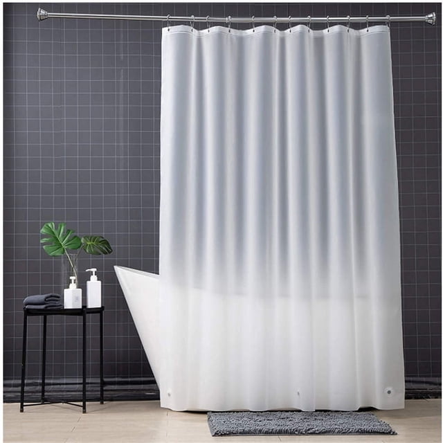 Cortina de ducha con dobladillo magnético, cortina de ducha larga moldeada de PEVA, forro de ducha elegante y repelente al agua para baño, blanco esmerilado, 180 x 180 cm