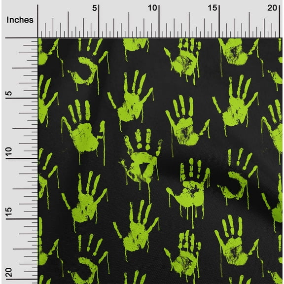 oneOone Cotton Jersey Light Green Fabric Handprint Skull Sewing Fabric By The Yard Printed Diy Clothing Sewing Supplies 58 Inch Wide