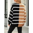 thumbnail image 5 of SUNSIOM Chandails en Molleton Mignons pour Femmes Imprimé Rayé Pulls Amples Décontractés Manches Longues Automne Mode Urbaine, 5 of 5