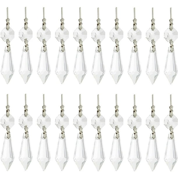 20 Pack 63mm Replacement Crystal Chandelier Prisms Icicle Octogen Bead Suncatcher Lamp Com 20 Pack 63mm Replacement Crystal, Chandelier Replacement Crystals