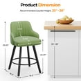 thumbnail image 2 of Ktaxon Swivel Bar Stools Set of 2, 35" Counter Height Adjustable Fabric Bar Stools for Kitchen Island, Grass Green, 2 of 7