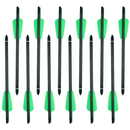 Cocobaby 12pcs 7.5 Crossbow Bolts Pure Carbon Shaft Arrows Archery Hunting for COBRA SYSTEM R9 -Green