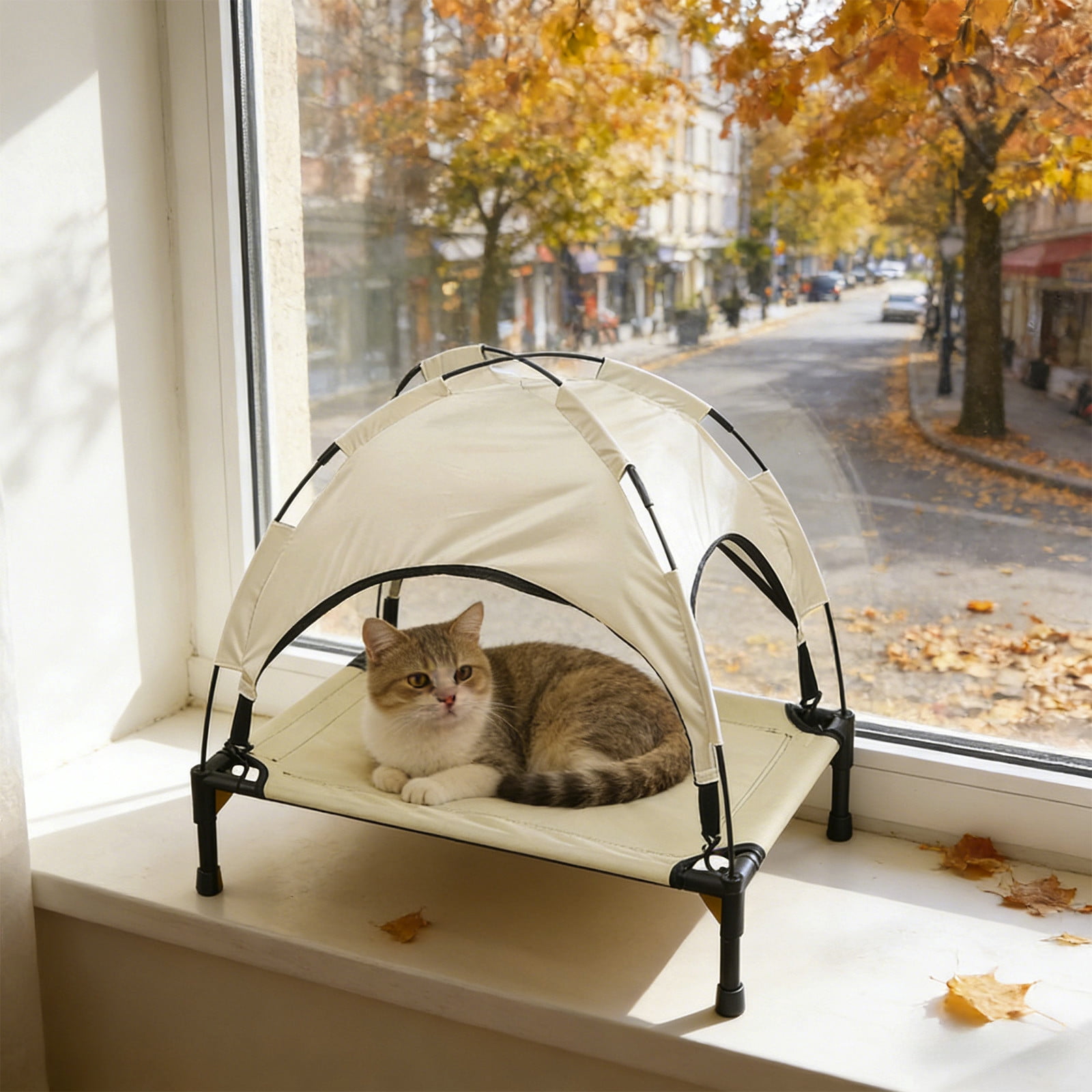 Cheapark Elevated Pet Bed Pet Cot With Canopy Waterproof Breathable Off Ground Sleeping Bed Tent For Indoor Outdoor Pet Use