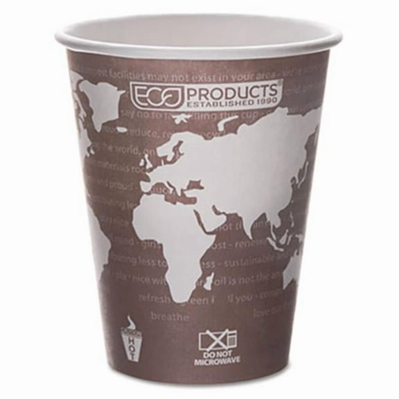 Eco-Products- Inc  World Art Renewable Resource Hot Drink Cups - Plum - 8 oz - 50-Pack