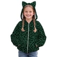 thumbnail image 2 of Kiijoy Girls Leopard Print Fleece Coat Zip Up Cat Ears Hooded Jacket Outerwear, Sizes 2-14, 2 of 4