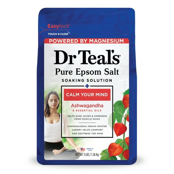 Dr Teal's Epsom Salt Magnesium Soak, Ashwagandha & Essential Oils, 3 lbs