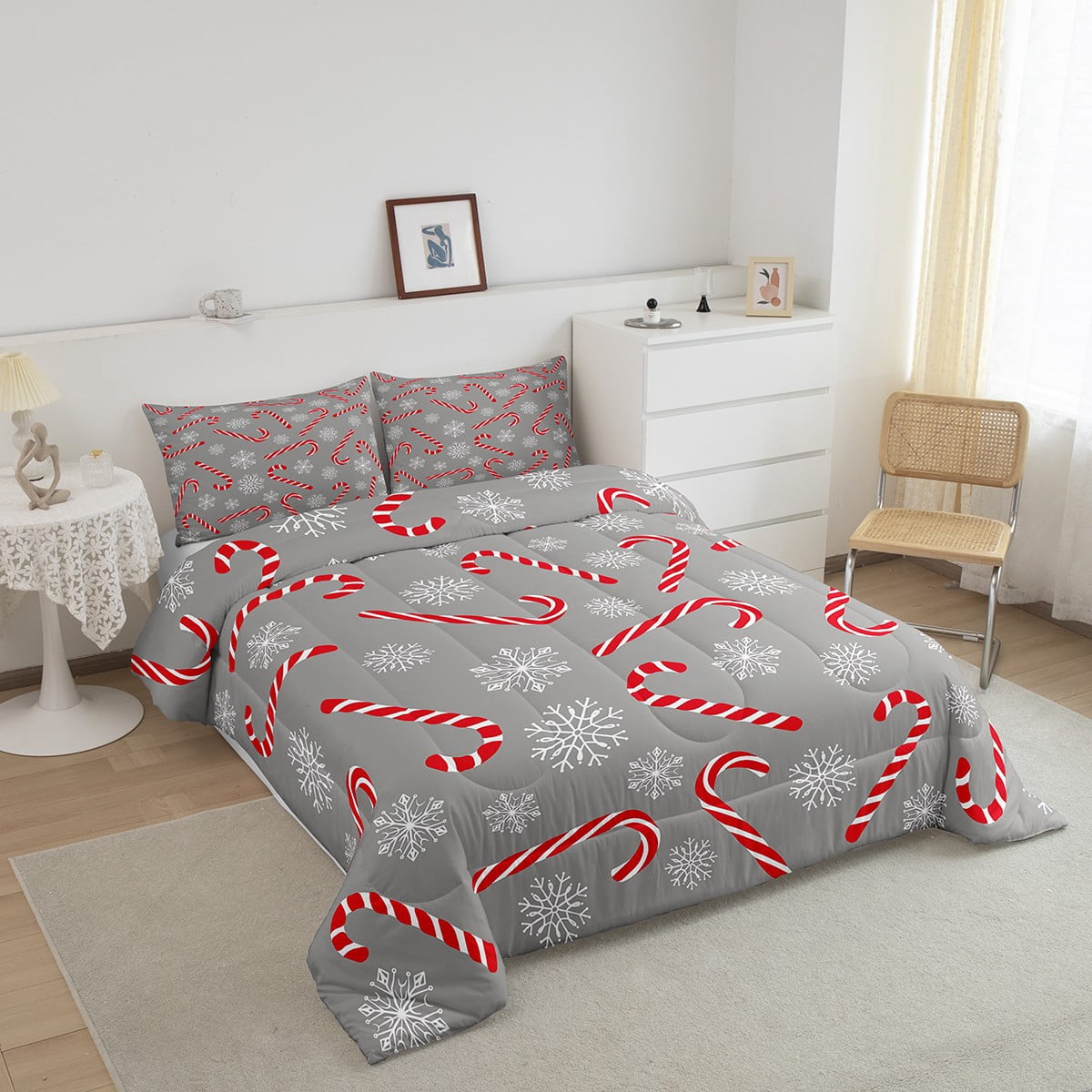 Erosebridal King Size Sheet Set - Pink Christmas Nutcracker & Castle Print, 4-Piece Microfiber