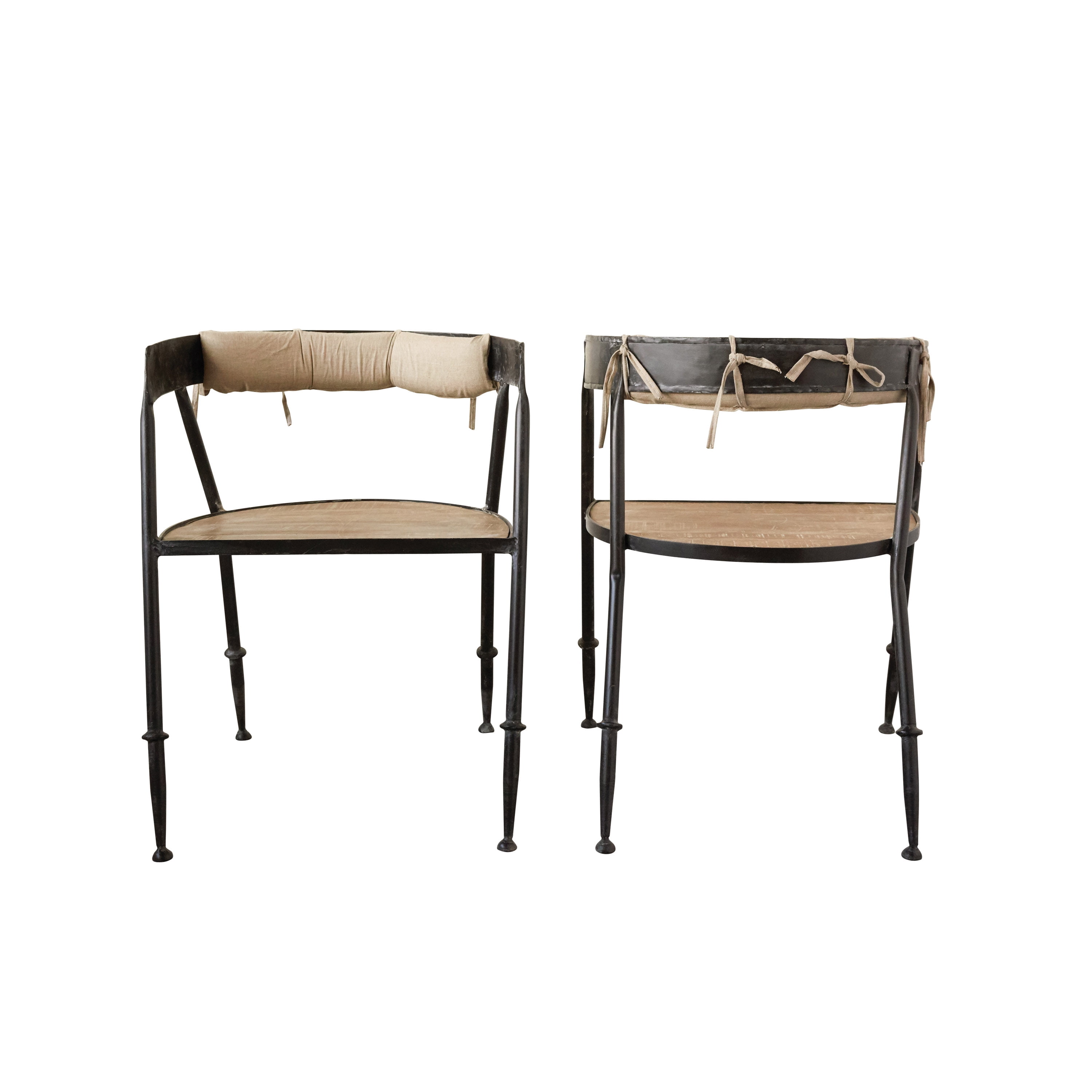 Creative Co Op Metal Chair With Wood Seat Cotton Back Cushion Walmart Com Walmart Com