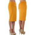 thumbnail image 5 of ToBeInStyle Women's Premium Cotton-Blend Basic Knee Skirt - Ash Mustard - M, 5 of 7