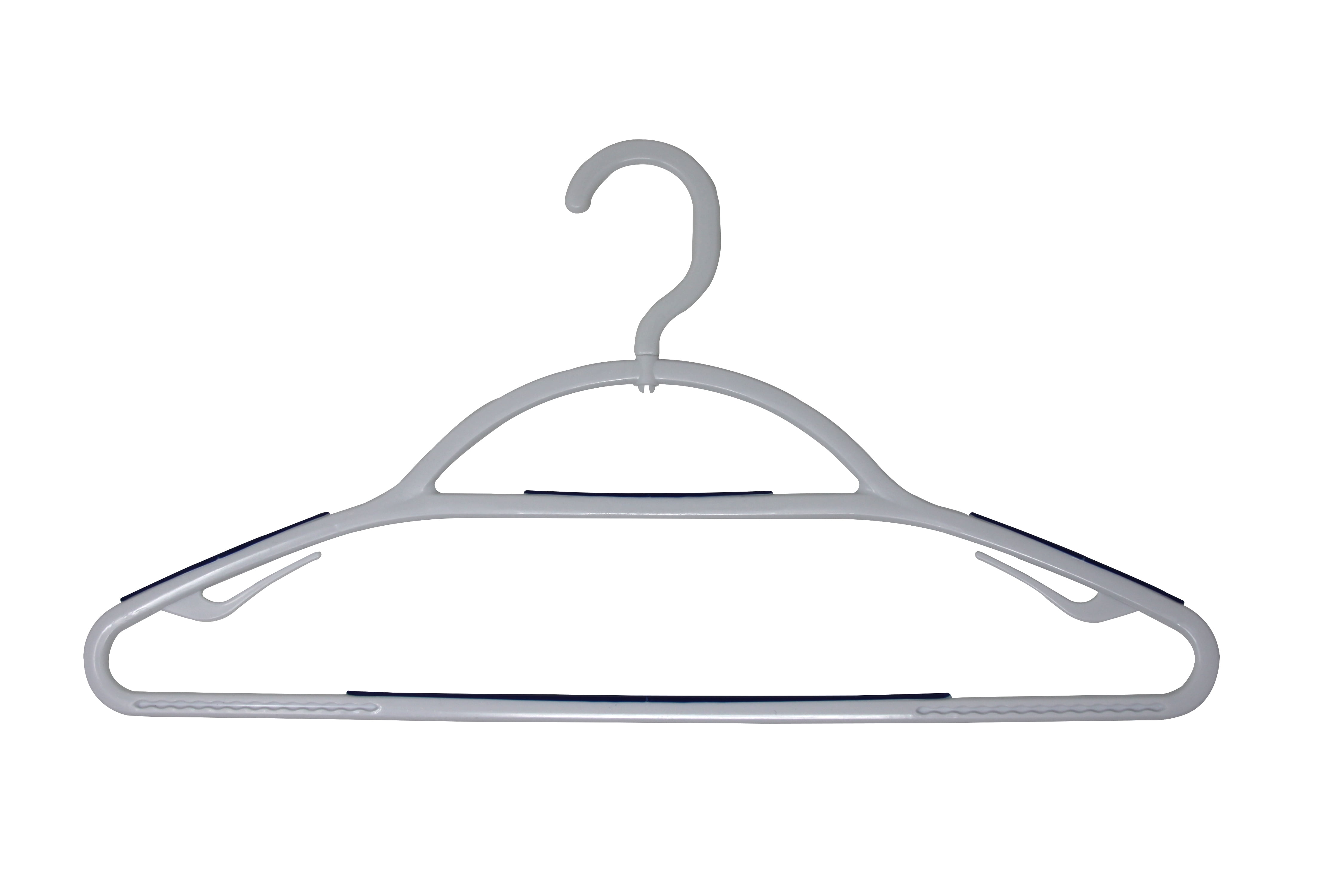 Mainstays Non-Slip Plastic Swivel Neck Clothing Hangers, 5 Count, White & Blue, Adult