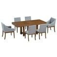 thumbnail image 5 of EUROCO 7-Piece Extendable Dining Table Set,76.4'' Wood Kitchen Table Chairs Set with 18'' Removable Leaf, 2 Arm Chairs and 4 Armless Chairs,Kitchen Table Set for 6,Brown, 5 of 6