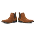 thumbnail image 3 of Mens Chelsea Boot Slip On Pointed Toe Stacked Low Heel Faux Suede Casual Dress Boot, 3 of 7
