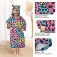 thumbnail image 4 of Dailycode Wearable Blanket Hoodie Oversized Sherpa Flannel Blankets with Pocket for 3-14 Year Old Polychrome Leopard, 4 of 7