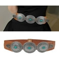 thumbnail image 2 of Aesthetic Belt Carved Oval Buckle Belt For Dress Turquoises Waistband Women Western Belt Vintage Waist Cincher, 2 of 7