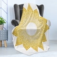 thumbnail image 4 of Mandala Soft Flannel Fleece Blanket, Circle Sun Looking Floral Mandala Bohemian Refreshing Nature Inspired, Cozy Plush for Indoor and Outdoor Use, 50" x 70", Mustard and Earth Yellow, by Ambesonne, 4 of 5