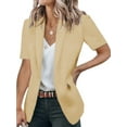thumbnail image 3 of Capreze Womens Short Sleeve Blazers Open Front Work Office Jackets Blazer Fake Pocket, 3 of 4