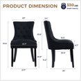 thumbnail image 2 of Modern Tufted Linen Dining Chairs with Solid Wood Legs, Set of 2, Black, 2 of 10