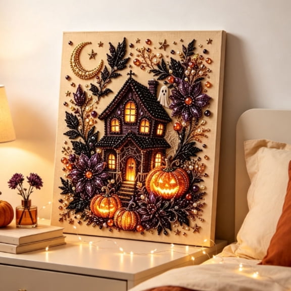 Halloween Diamond Art Kits, Spooky Cute Ghost Pearl Art Kits For Adults, Premium 3D Diamond Painting Crafts for Beginners, DIY Fall Home Wall Decor & Seasonal Party Gift,A