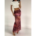 thumbnail image 4 of Jaimenalin Womens Mesh Maxi Skirt Summer Elastic High Waisted Boho Elegant Mermaid Long Skirts for Women Rose Red M, 4 of 9