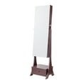 thumbnail image 1 of KFFKFF Porte-Bijoux Miroir, Rangement Vertical Miroir, Armoire à Bijoux Sécurisée avec Intérieur en Velours, Éclairage LED, Tiroir, Garde-Robe Indépendante, Marron, 1 of 9
