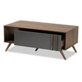 thumbnail image 3 of Baxton Studio Naoki Modern and Contemporary Two-Tone Grey and Walnut Finished Wood 1-Drawer Coffee Table, 3 of 10