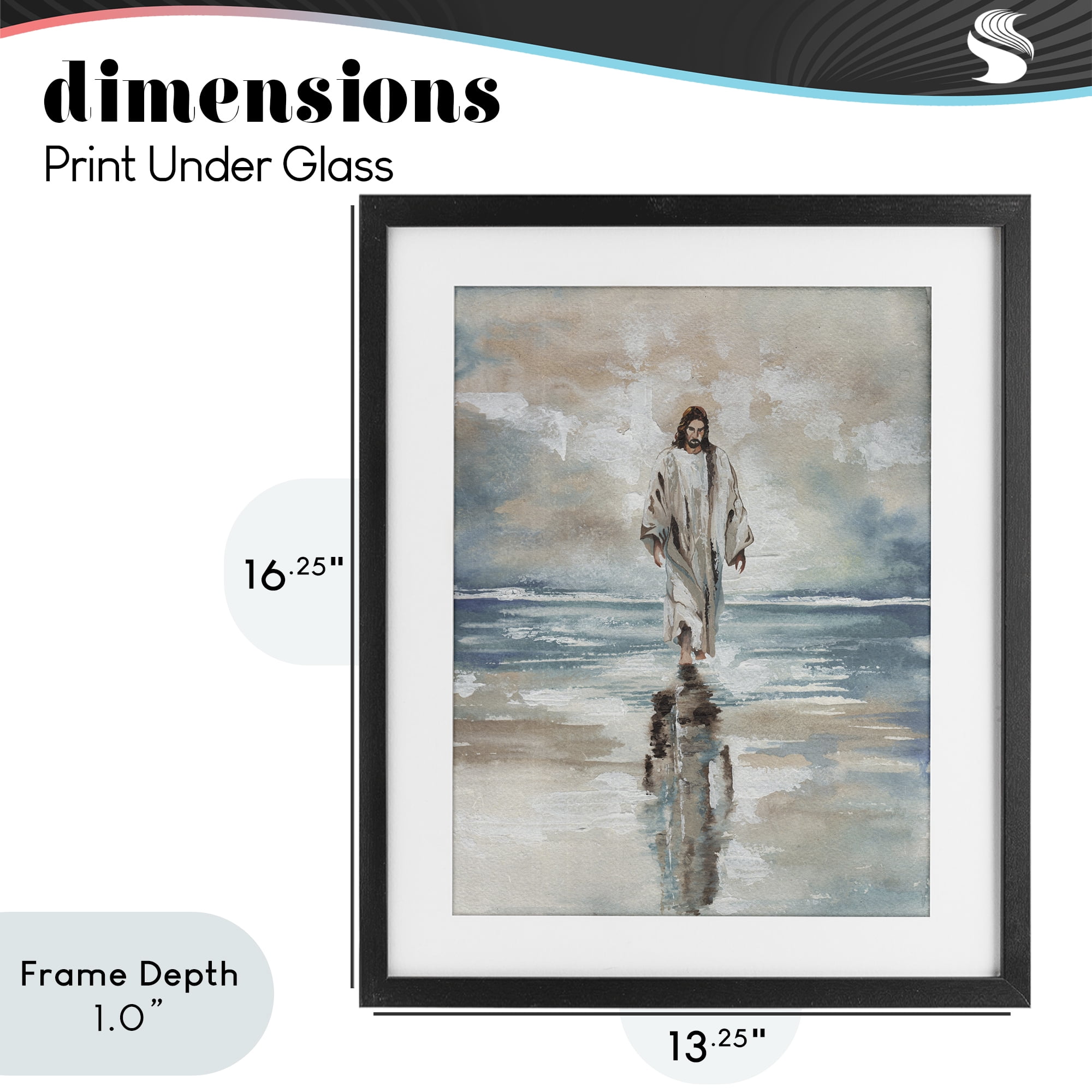 Stupell Industries Jesus on Water Black Framed Print Under Glass, design by Elizabeth Medley