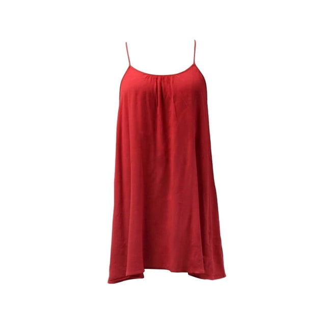 Ropa Playa Ocean Pacific para Mujer Vestido Cuello Redondo Sin Manga Tirante Cruzado Rojo Talla M