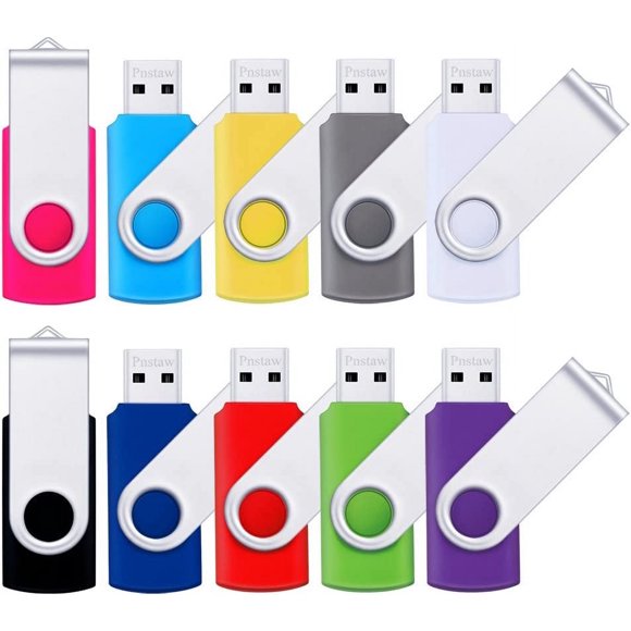shiyou-4GB USB 2.0 Flash Drive Swivel Memory Stick Thumb Drive Pen Drives Jump Drive for Data Storage, File Sharing(10 Pack,Multi-Color) (4GB)