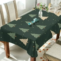 Yayeee Tablecloths 54" x 54" Rectangle Wrinkle Resistant Party Table Cover, Beige Christmas Trees