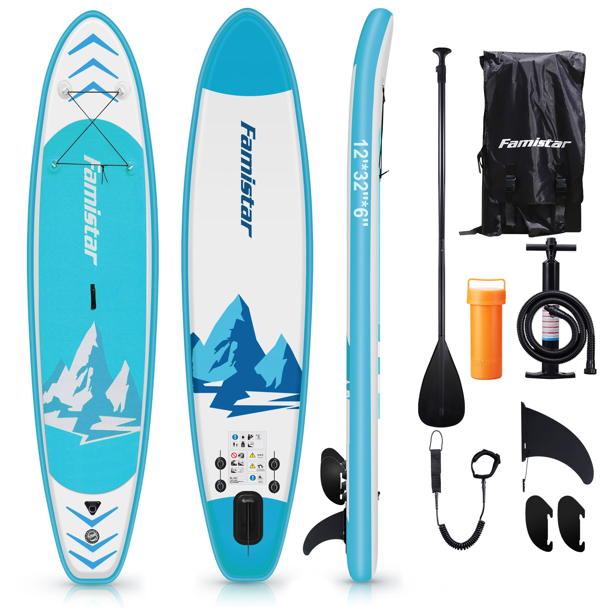 12 ft Inflatable Stand Up Paddle Board for Surfing, Fishing, Yoga, Playing