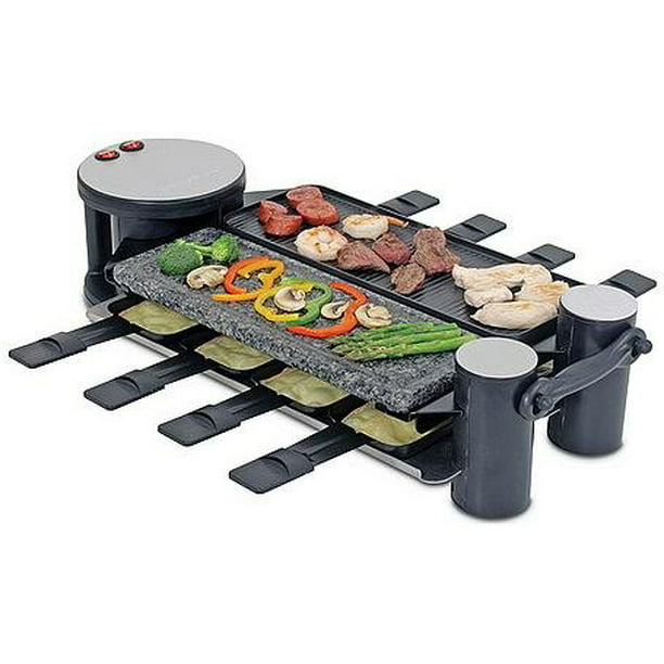 Woning dutje gebed Swissmar Swivel Raclette Grill - 1 Non-Stick & 1 Hot Stone Surface- 8  Person - Walmart.com