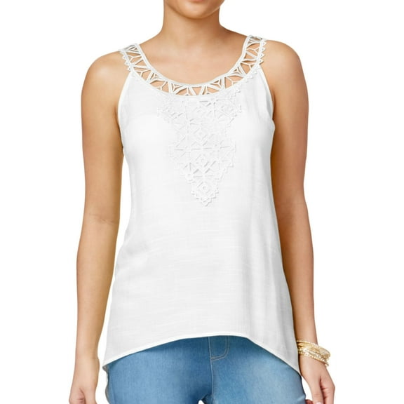 Thalia Sodi Womens Crochet Applique Tank Top, White, Small