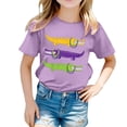 thumbnail image 1 of T-shirts Filles Été Décontracté Imprimé Alligators Col Rond Manches Courtes Hauts Filles Violet Clair 6-7 Ans, 1 of 5