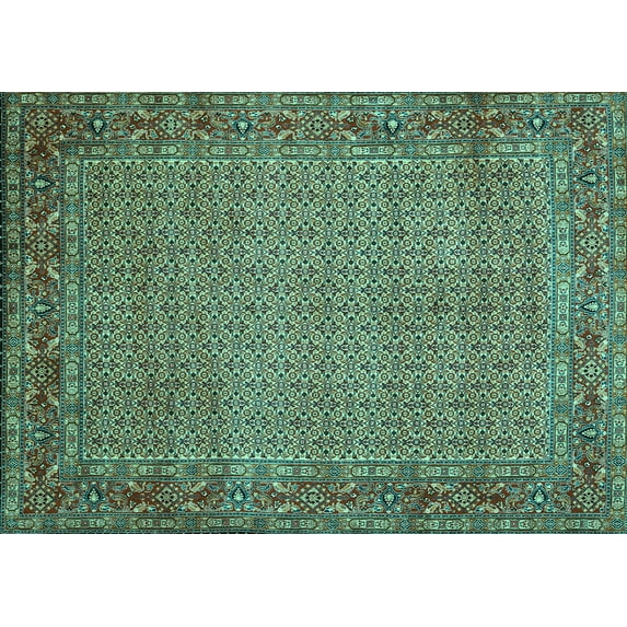 Ahgly Company Machine Washable Indoor Rectangle Abstract Turquoise Blue Contemporary Area Rugs, 2' x 3'