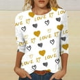 thumbnail image 2 of Zylarhe Womens T Shirts Women's Valentine's Day Graphic Casual T-Shirt Round Neck 3/4 Sleeve Soft Comfortable Stylish Tee for Everyday Wear, 2 of 4
