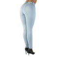 thumbnail image 6 of Fashion2Love Women's Juniors Butt Lift Push Up Mid Waist Ripped Distressed Skinny Jeans, 6 of 10
