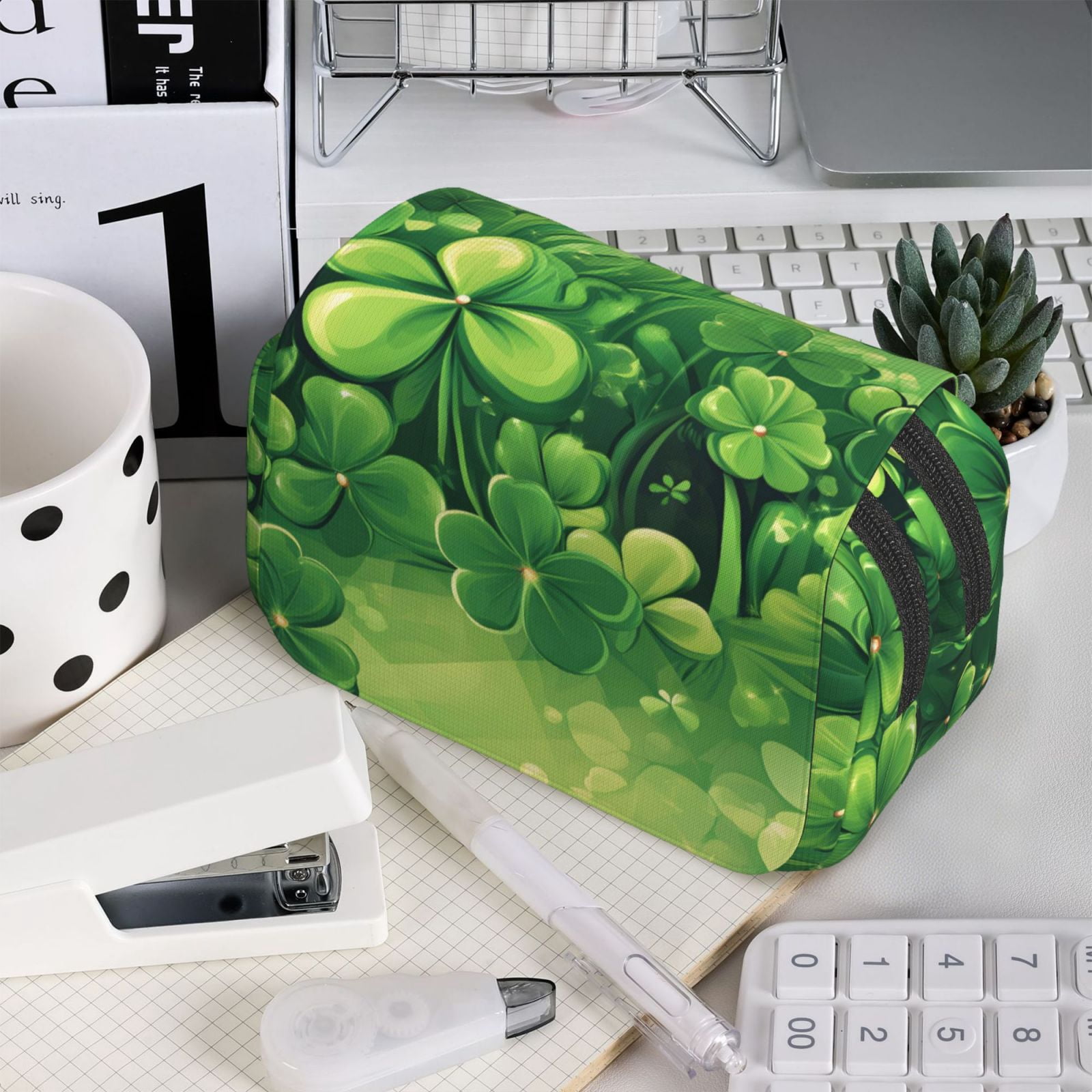 Large-Capacity Flip-Top Double-Layer Pencil Case, Multi-Functional Pocket Pen Case, Durable Stationery Organizer Lucky Charm St