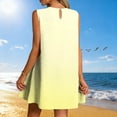 thumbnail image 3 of Vestido Corto para Mujeres Verano Moda Casual Impreso Lado Plisado Cuello Redondo sin Mangas, 3 of 7